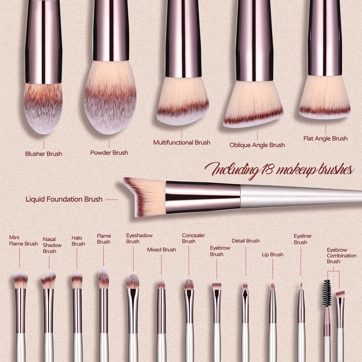 18Pcs Makeup Brush Set | Premium Soft Synthetic Brushes + Black Case