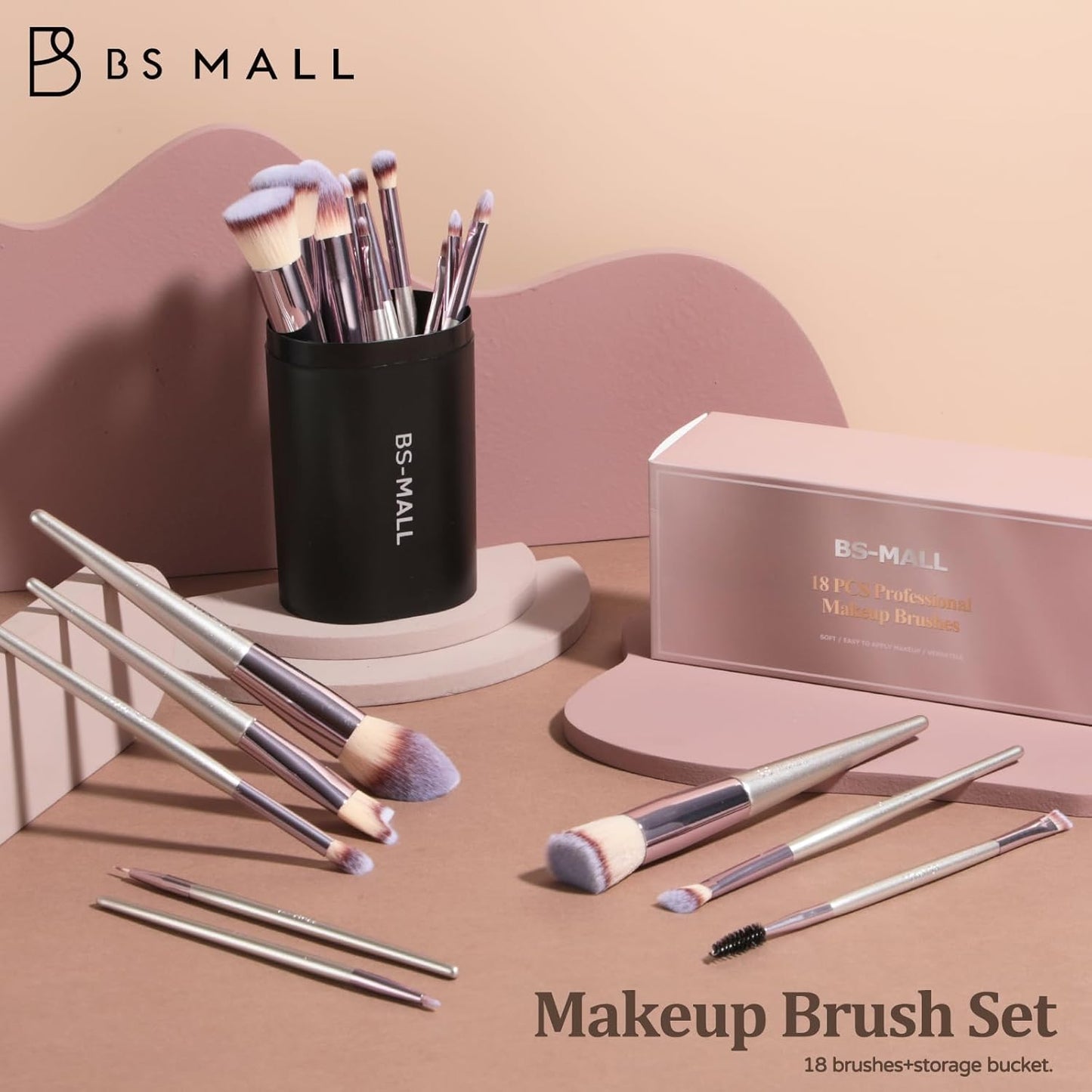18Pcs Makeup Brush Set | Premium Soft Synthetic Brushes + Black Case