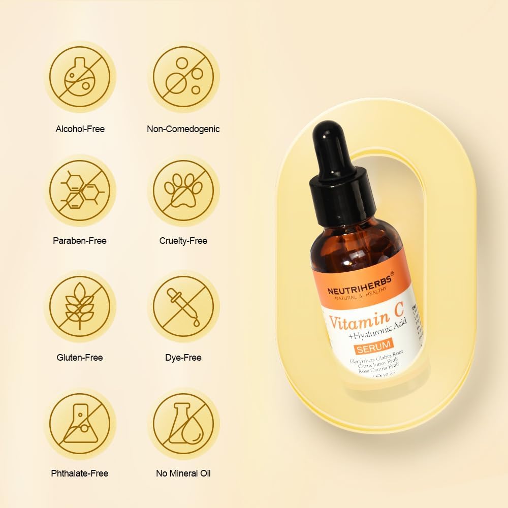 Neutriherbs Vitamin C Face Serum | Anti-Aging + Brightening | Hyaluronic Acid + Collagen | Glowing Skin Daily Care