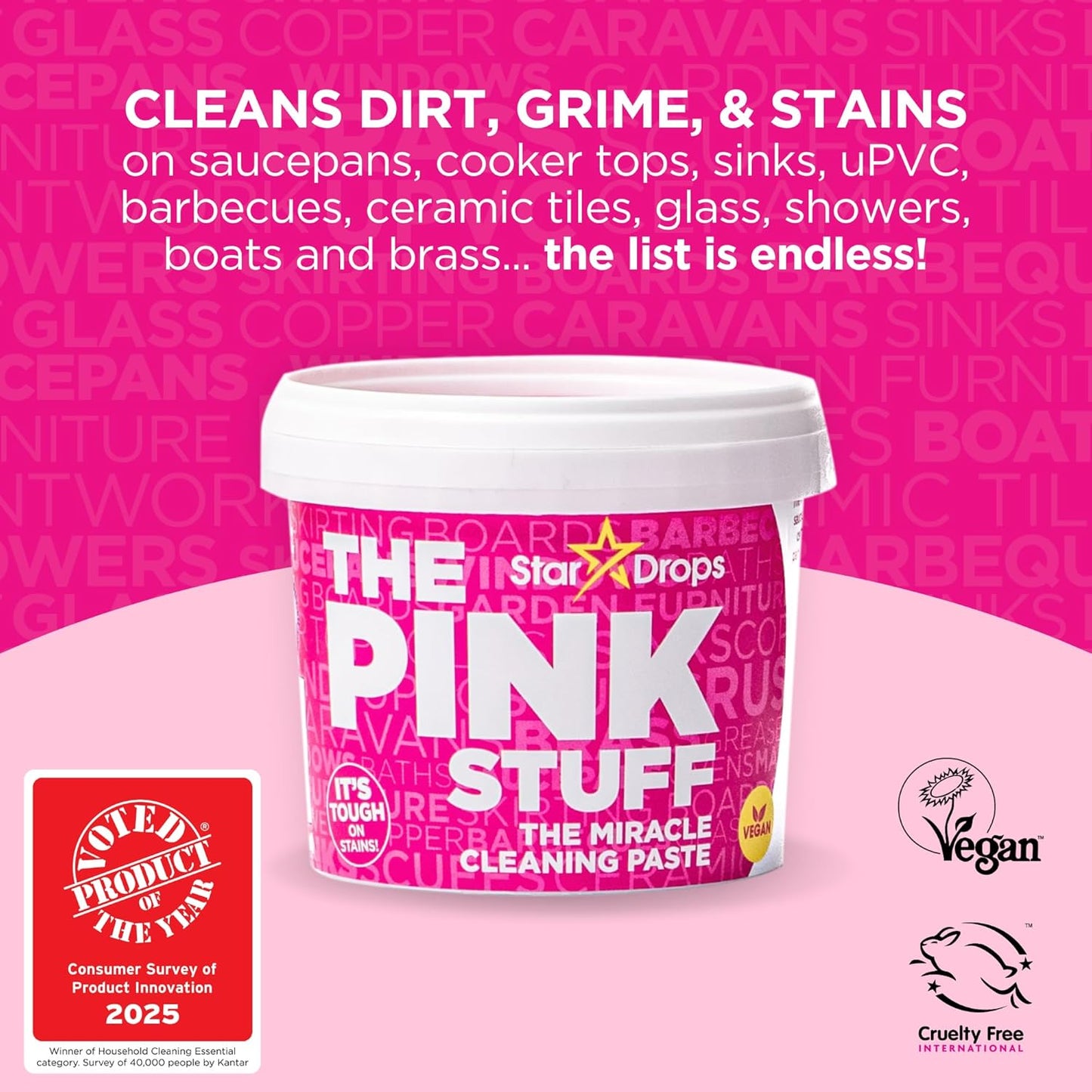The Pink Stuff Miracle Cleaning Bundle | All-Purpose Paste, Cream & Spray