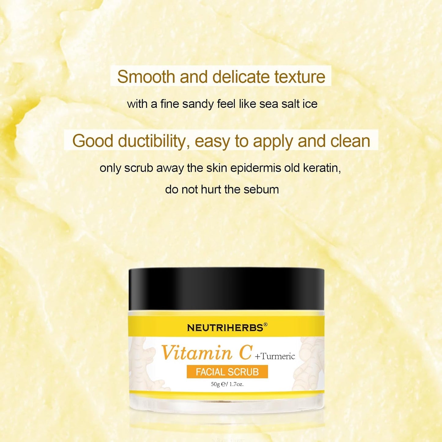 NEUTRIHERBS Turmeric Face Scrub | Exfoliating Scrub Cream with Vitamin C - 1.76oz