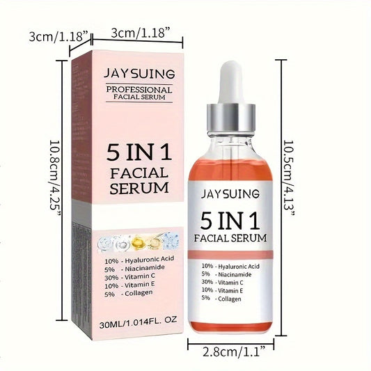 5 - in - 1 Facial Serum | Packed with Hyaluronic Acid, Collagen, Niacinamide, Vitamin C & E.