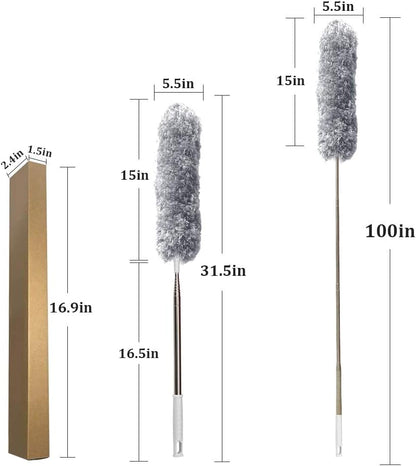 Feather Duster | Improved Long Pole Duster (30 to100 inches) | Microfiber Bendable Head & Scratch-Resistant Hat for a Clean home