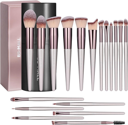 18Pcs Makeup Brush Set | Premium Soft Synthetic Brushes + Black Case