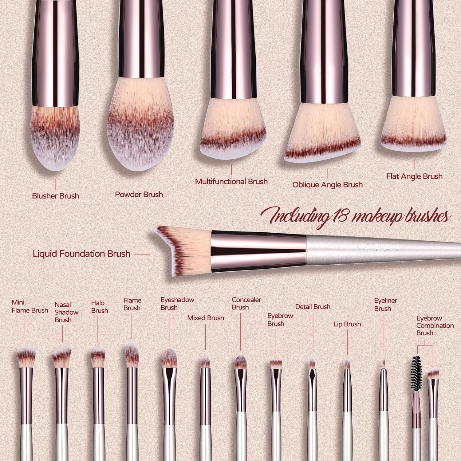 18Pcs Makeup Brush Set | Premium Soft Synthetic Brushes + Black Case