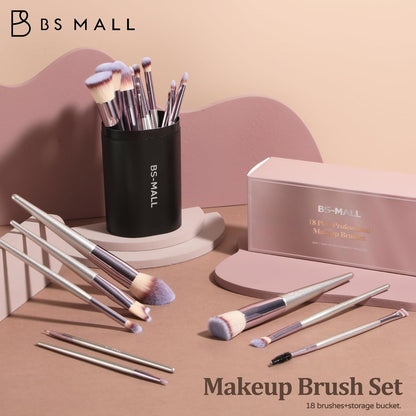 18Pcs Makeup Brush Set | Premium Soft Synthetic Brushes + Black Case