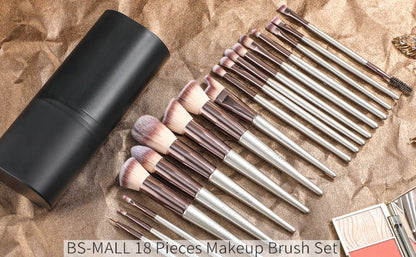 18Pcs Makeup Brush Set | Premium Soft Synthetic Brushes + Black Case