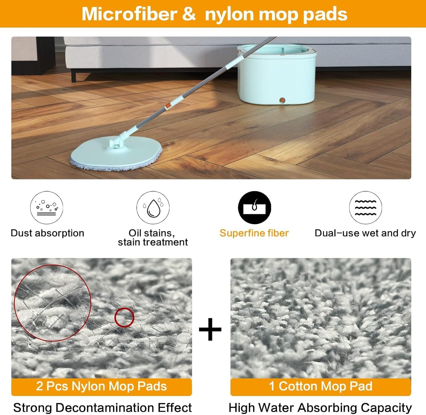 Spin Mop and Basket | Floor Mop 360 Rotating