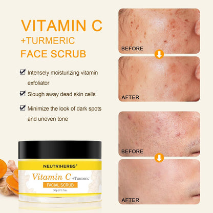 NEUTRIHERBS Turmeric Face Scrub | Exfoliating Scrub Cream with Vitamin C - 1.76oz
