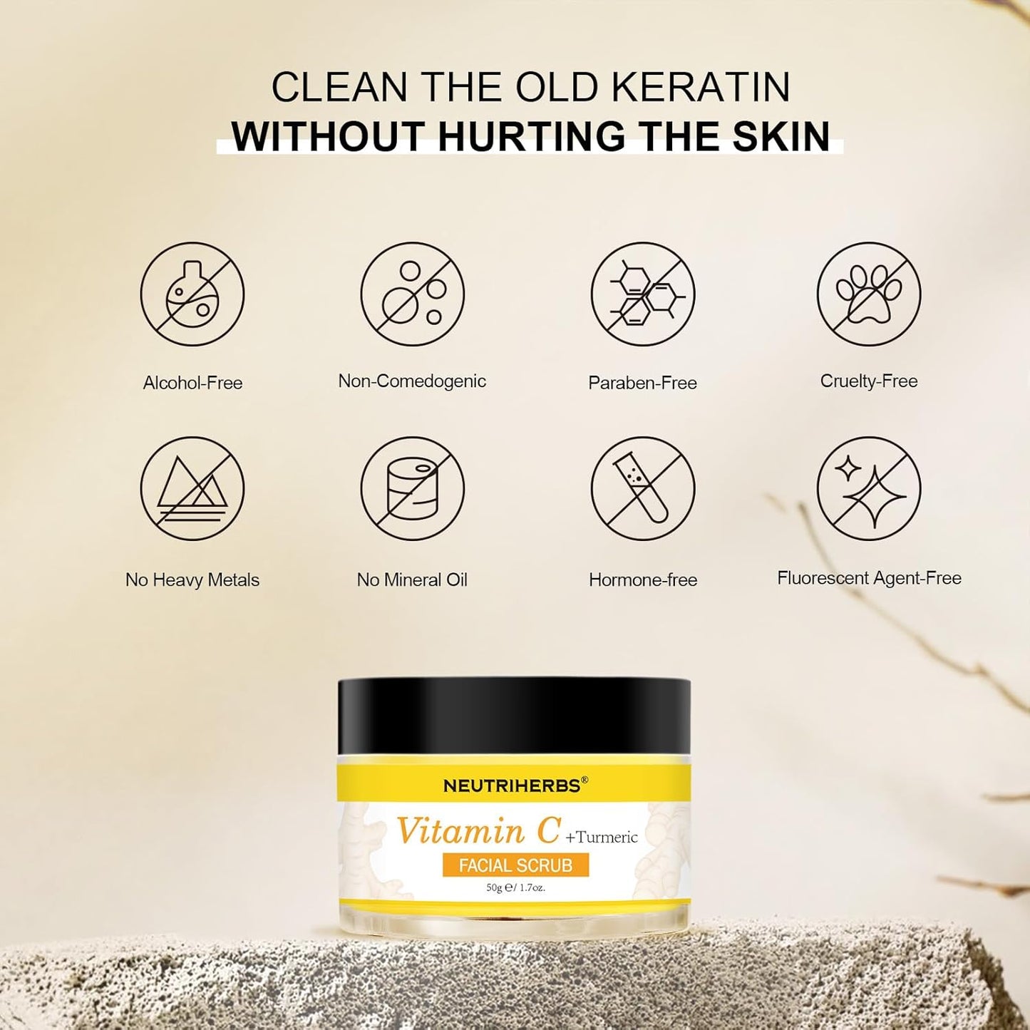 NEUTRIHERBS Turmeric Face Scrub | Exfoliating Scrub Cream with Vitamin C - 1.76oz