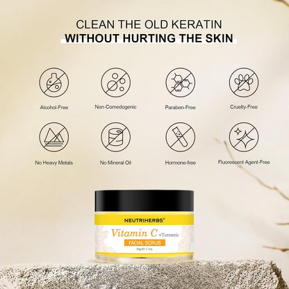 NEUTRIHERBS Turmeric Face Scrub | Exfoliating Scrub Cream with Vitamin C - 1.76oz
