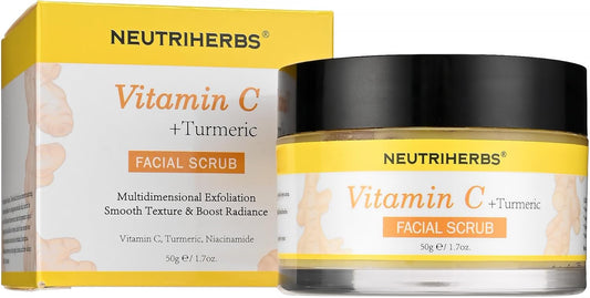 NEUTRIHERBS Turmeric Face Scrub | Exfoliating Scrub Cream with Vitamin C - 1.76oz