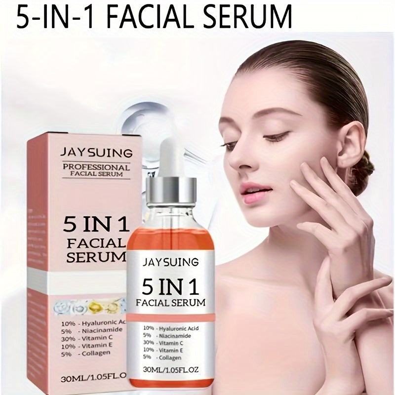5-In-1 Facial Serum with Hyaluronic Acid, Collagen, Niacinamide, Vitamins C And E. 1.01 Oz | 30ml
